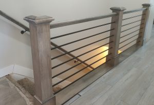 modern railing made with hickory