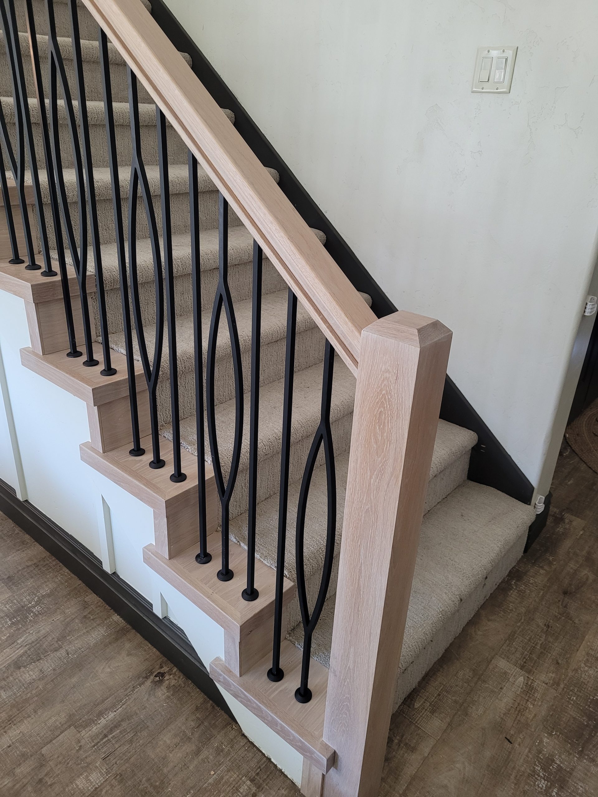 modern white oak railing